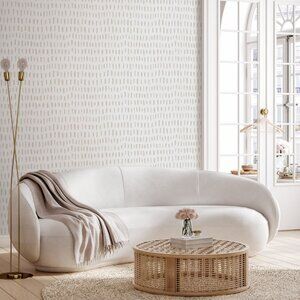 Peel & Stick Wall Mural Decor Neutral Beige & White Strokes Removable Wallpaper